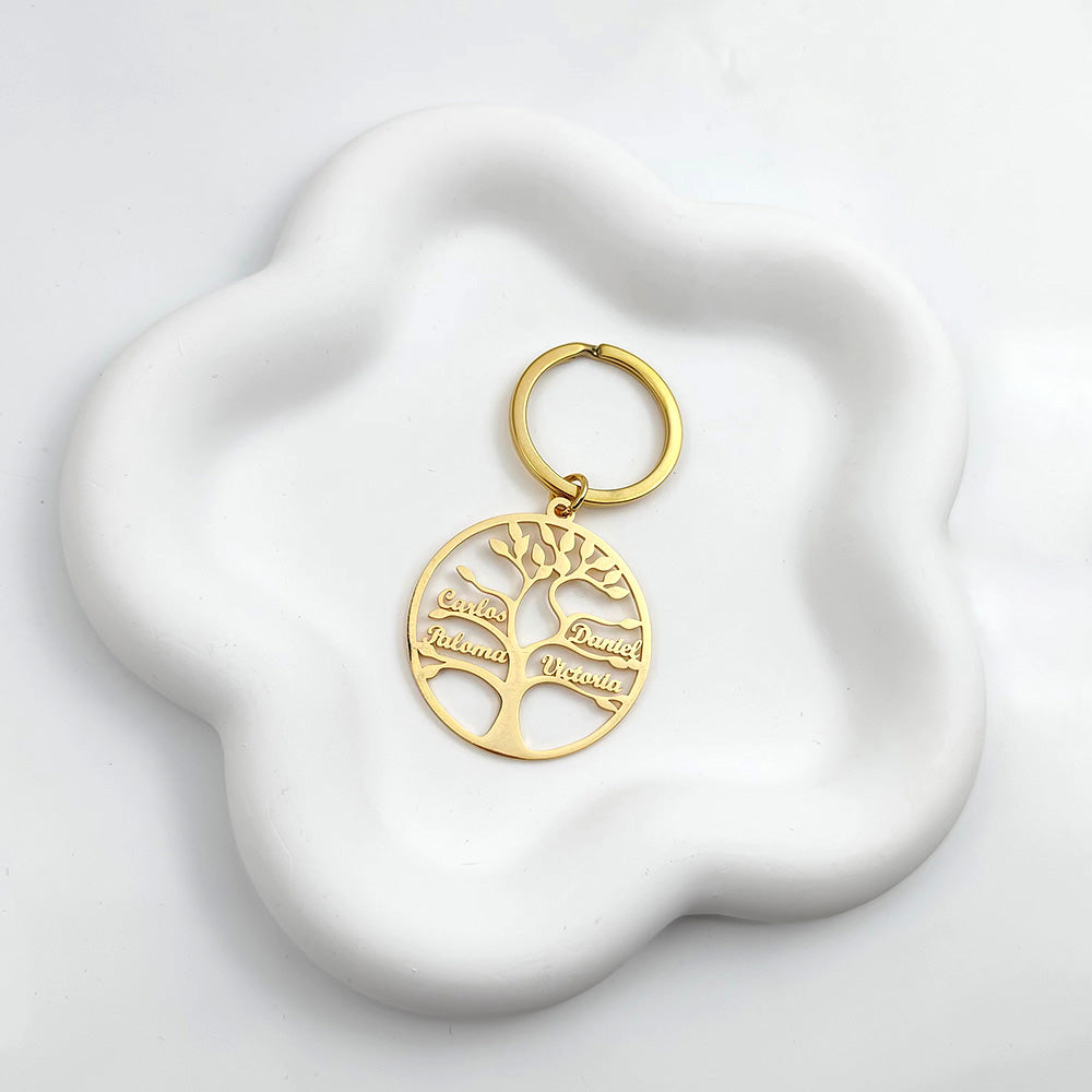 PORTE-CLÉS ARBRE DE VIE JUSQU'À 9 PRÉNOMS